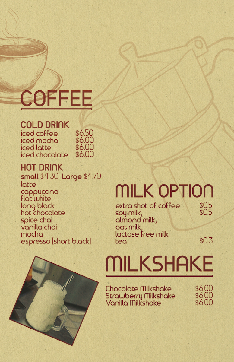 Menu, Mitcham Bakery & Cakes
