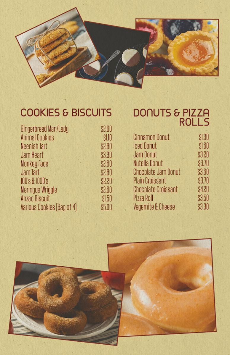 Menu, Mitcham Bakery & Cakes