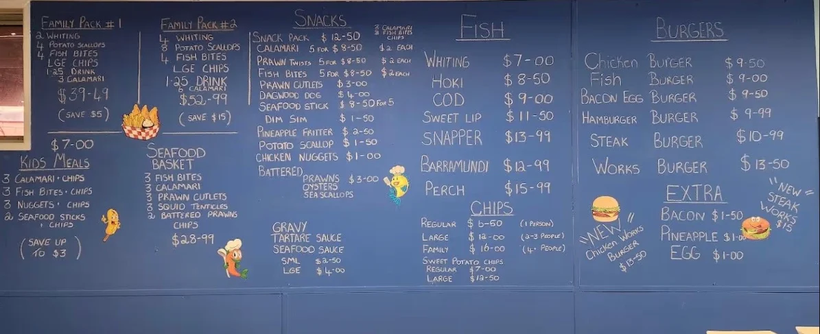 Menu, Kerrytown Takeaway Oakey