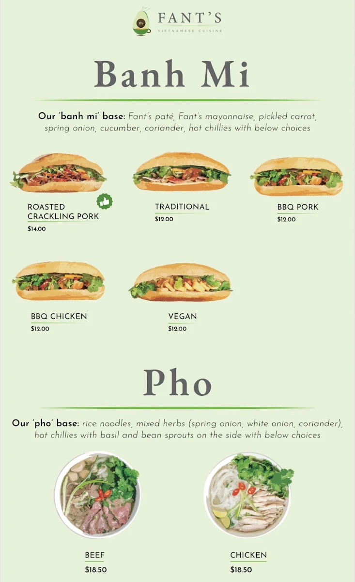 Menu, FANT'S