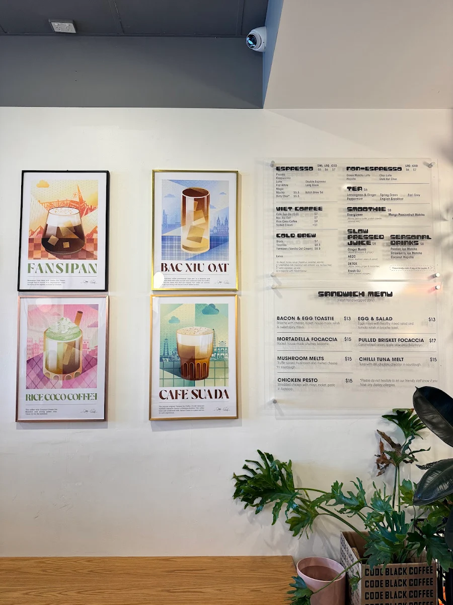 Menu, Phined Coffee
