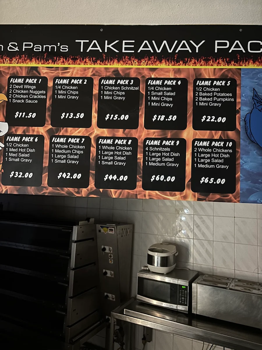 Menu, Tom & Pam's Takeaway Kanwal
