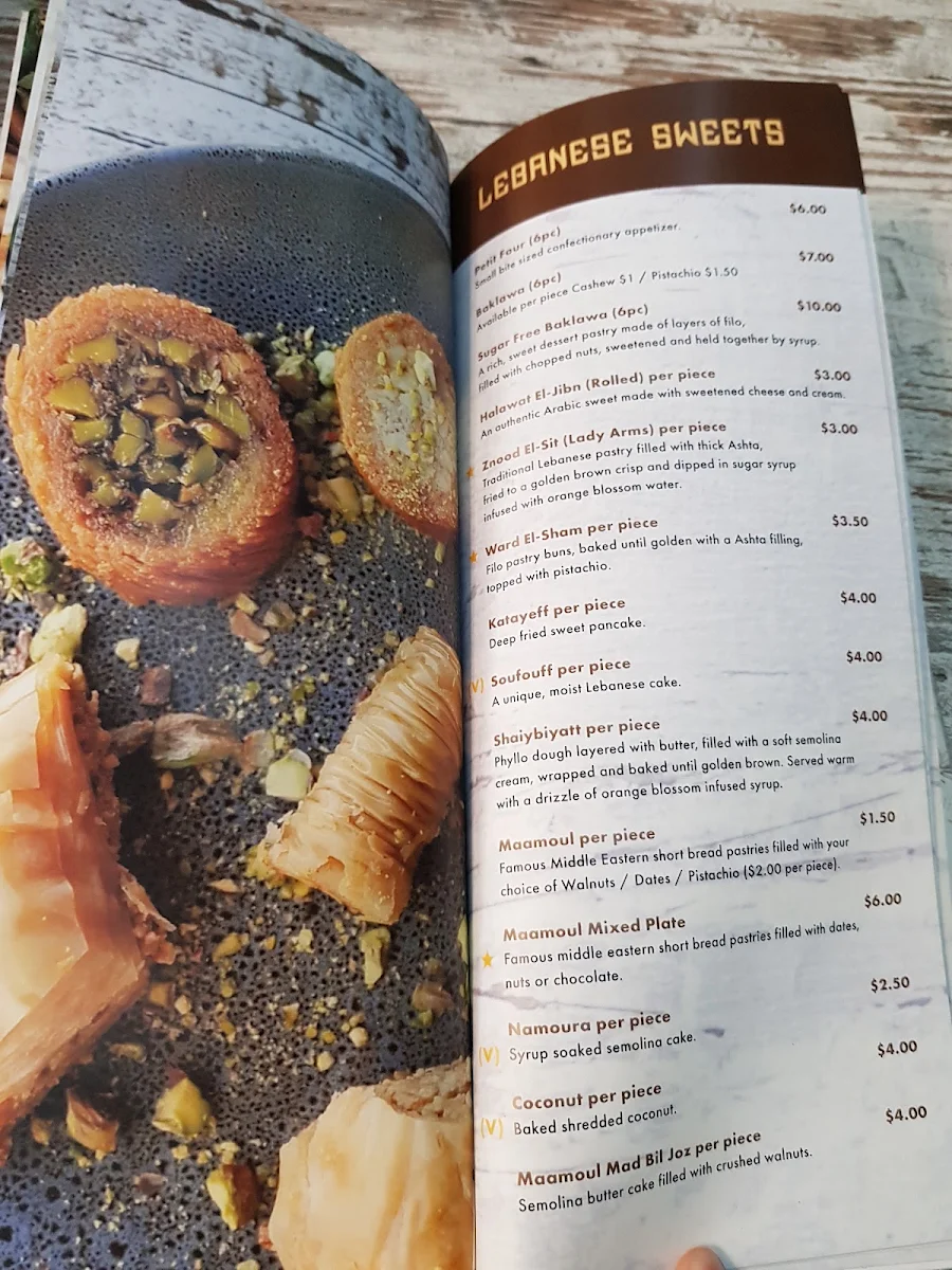 Menu, El Sweetie Granville