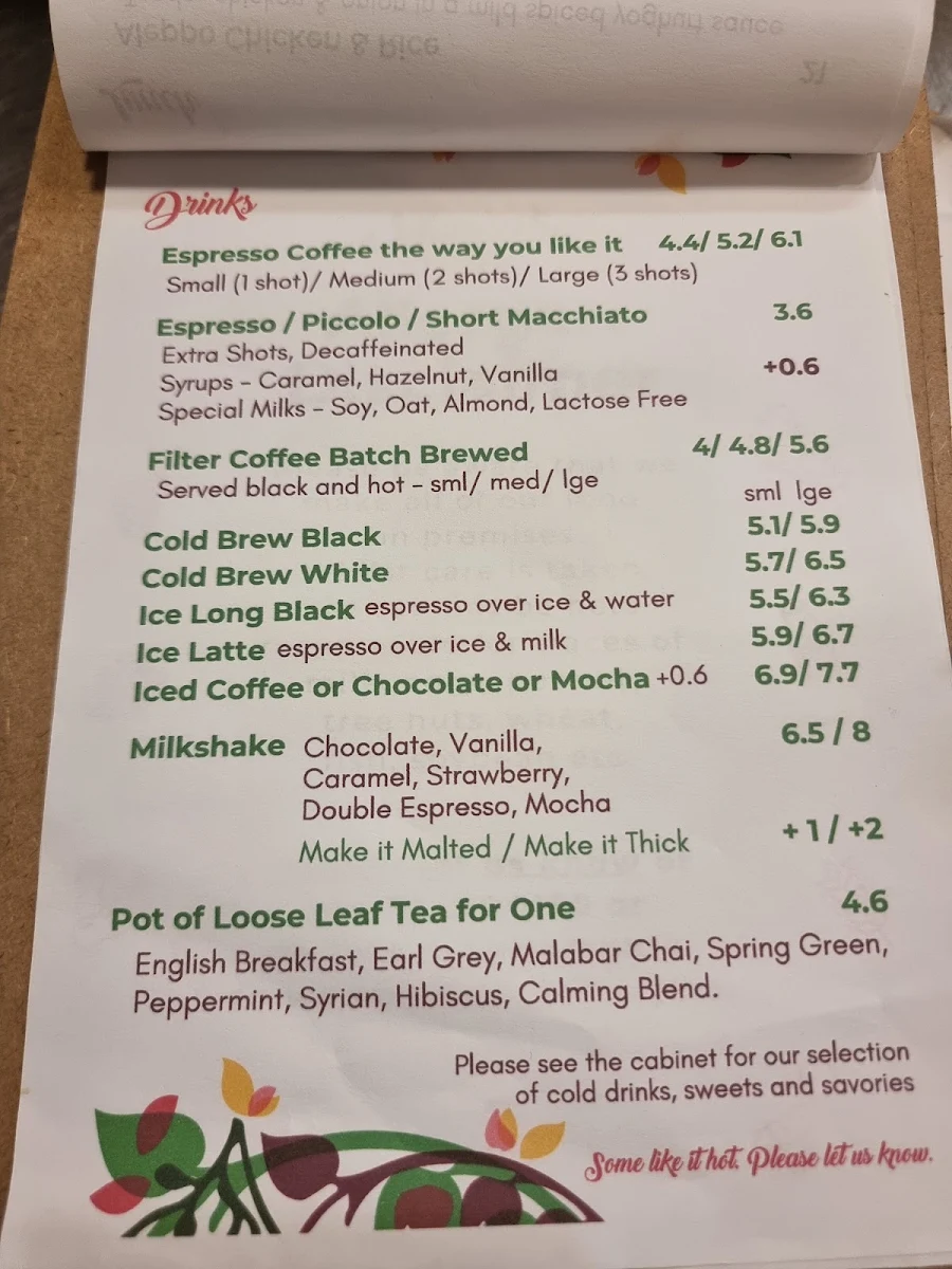Menu, Marhaba Cafe