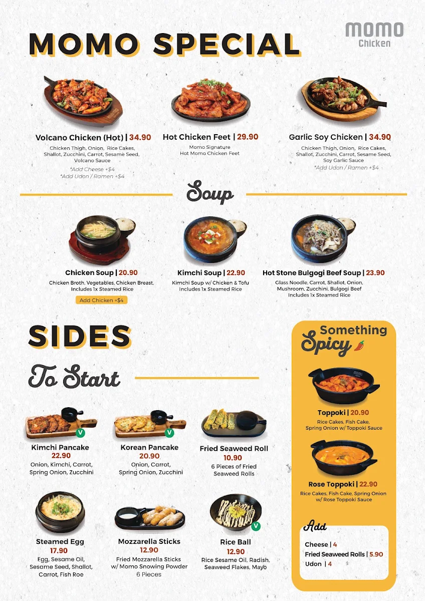 Menu, Momo Chicken