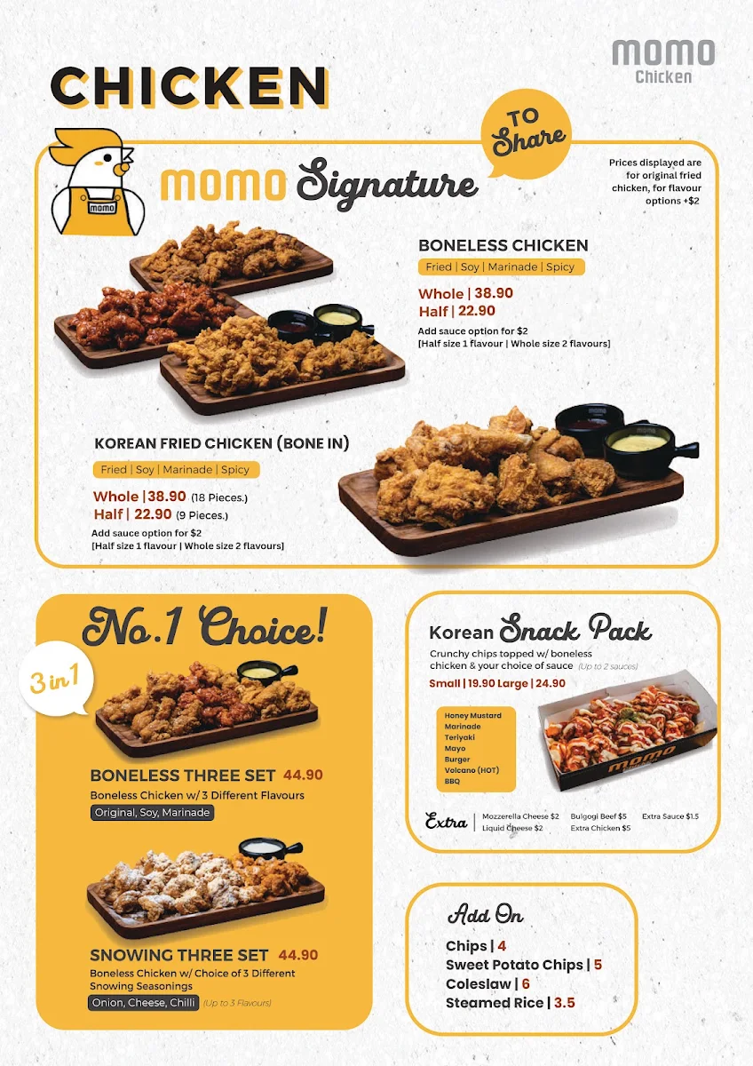 Menu, Momo Chicken