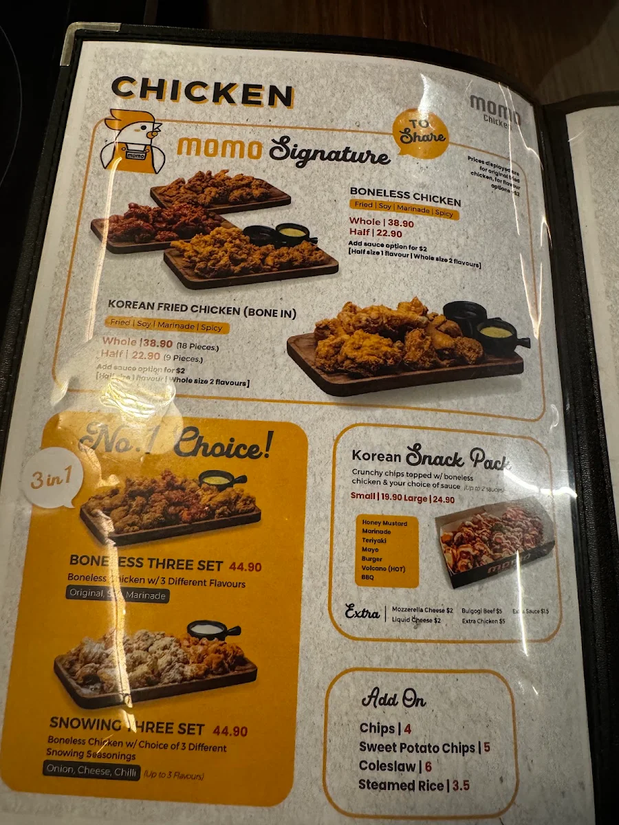Menu, Momo Chicken