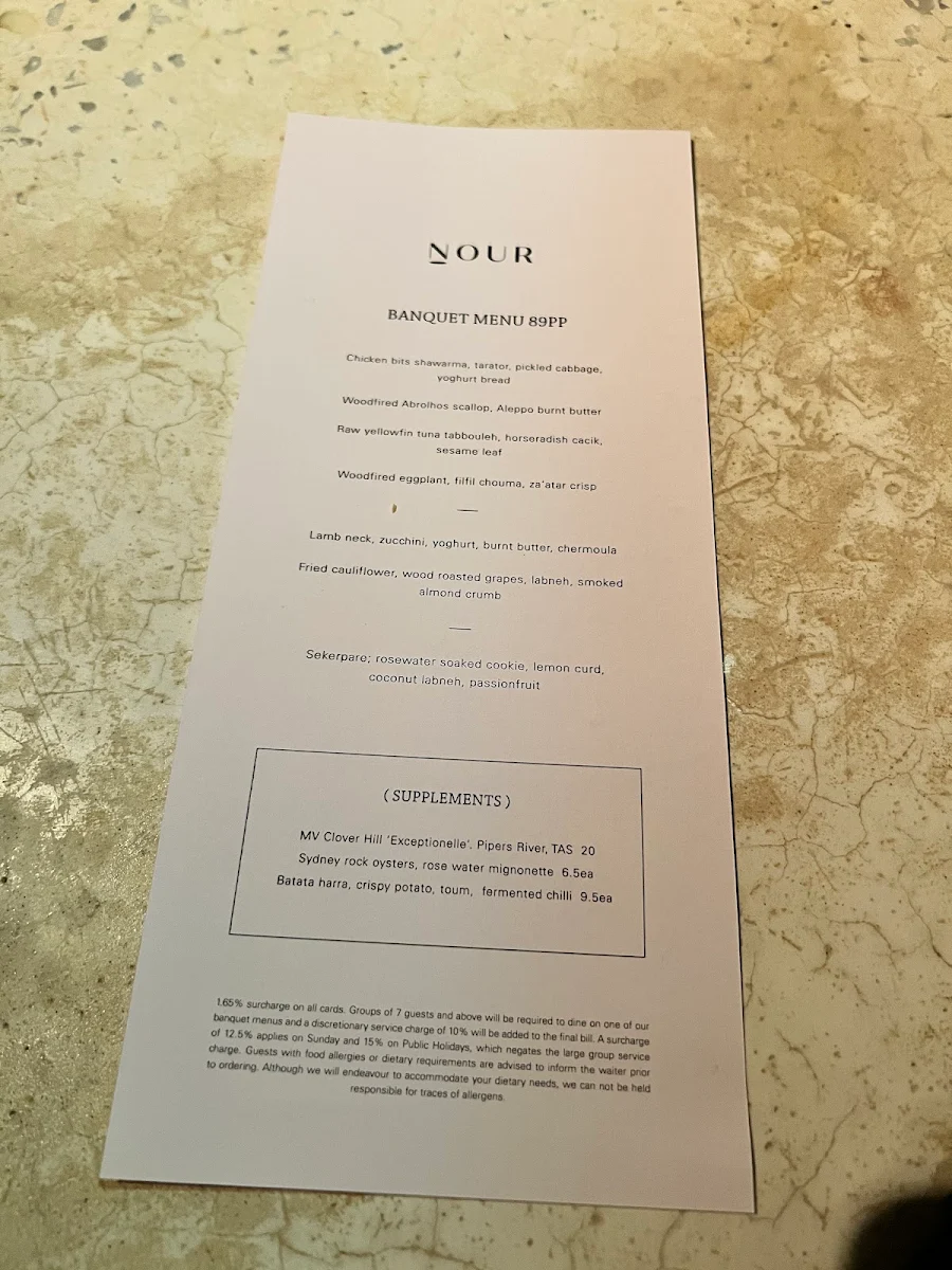 Menu, NOUR