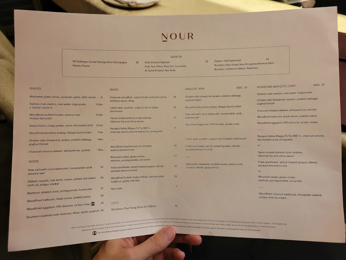 Menu, NOUR