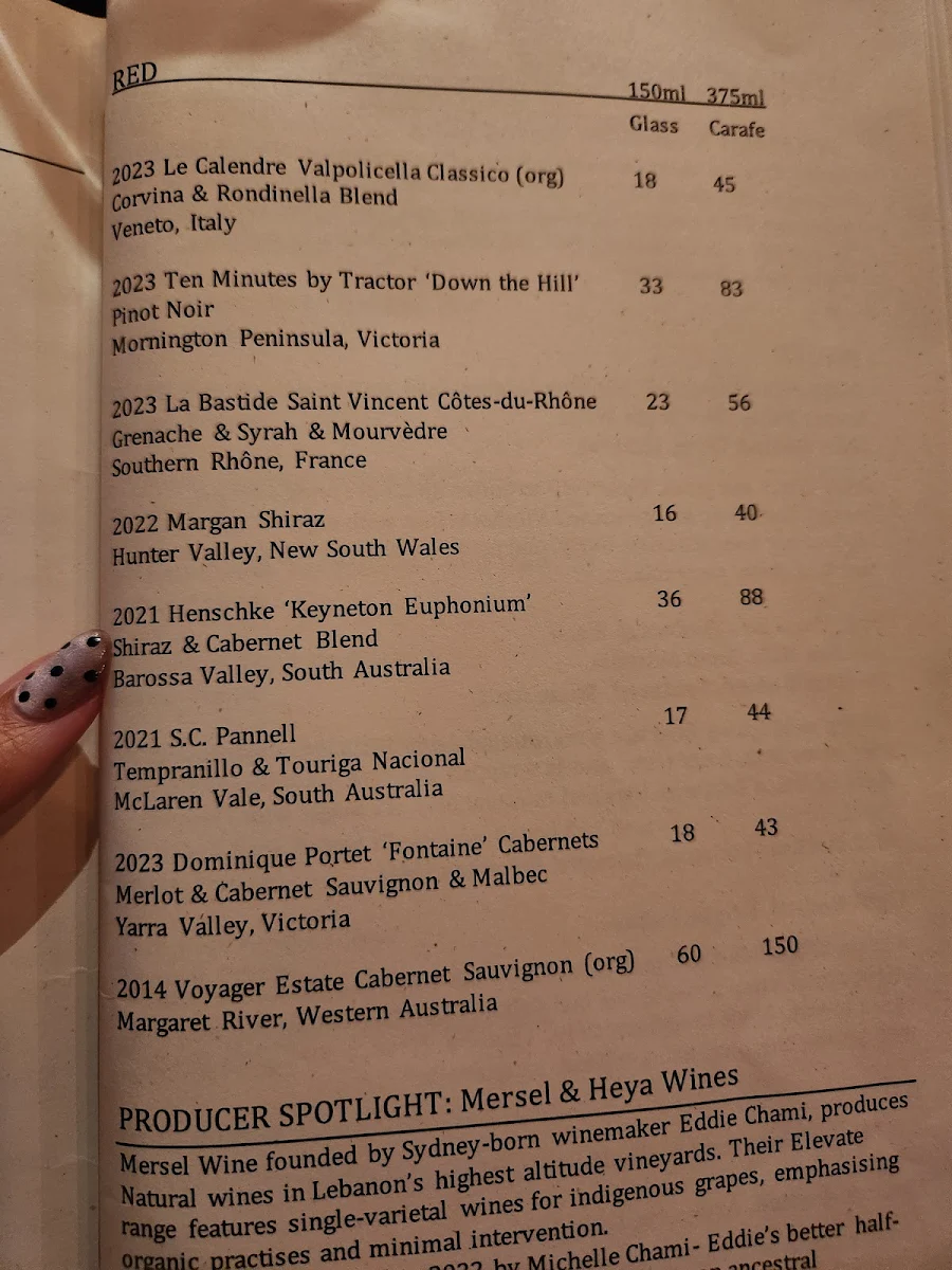 Menu, NOUR