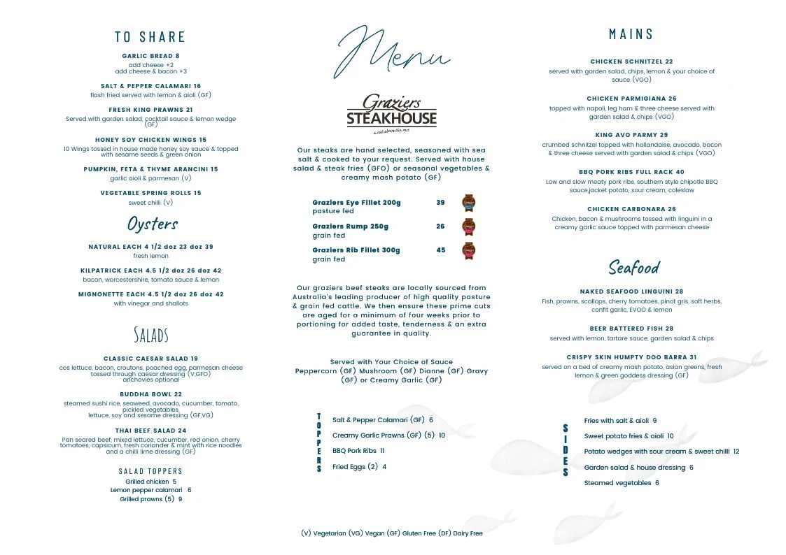 Menu, Alexandra Headlands Hotel