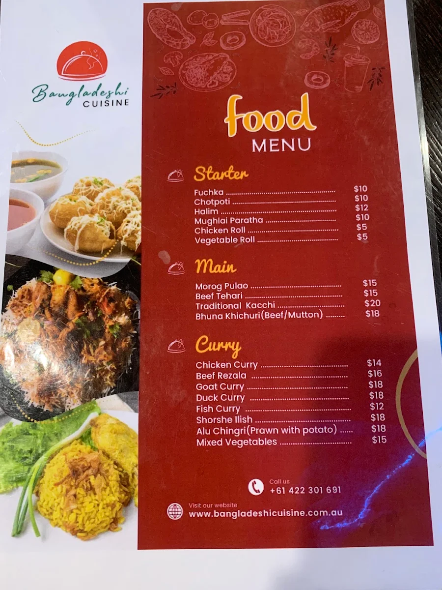 Menu, Bangladeshi Cuisine