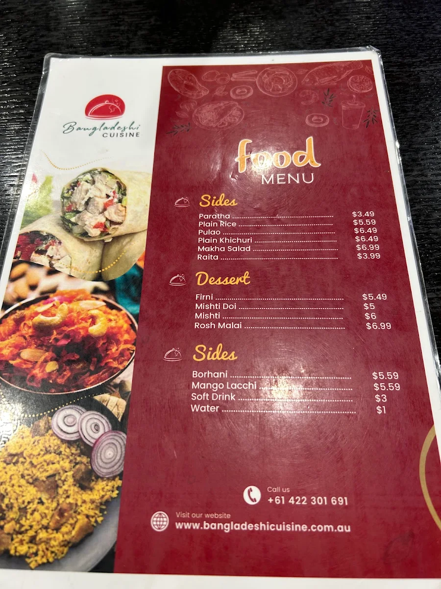 Menu, Bangladeshi Cuisine