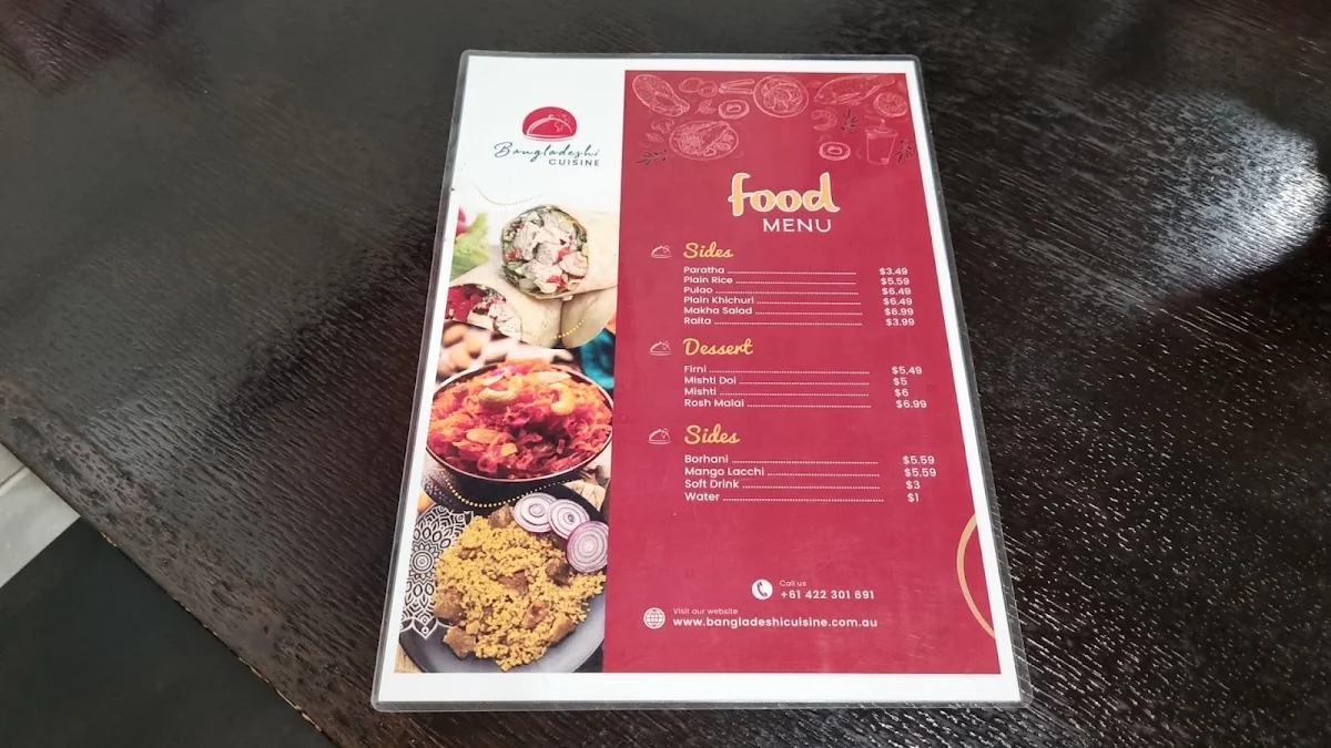 Menu, Bangladeshi Cuisine