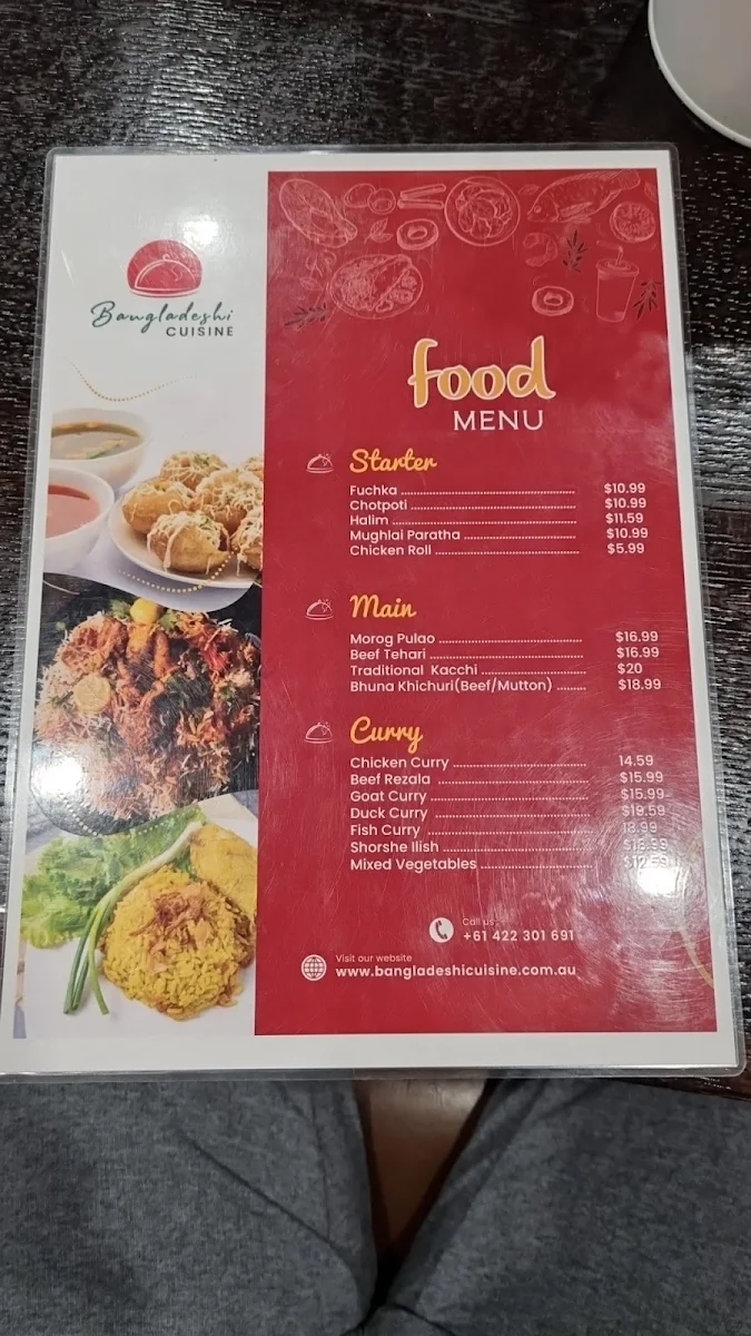 Menu, Bangladeshi Cuisine