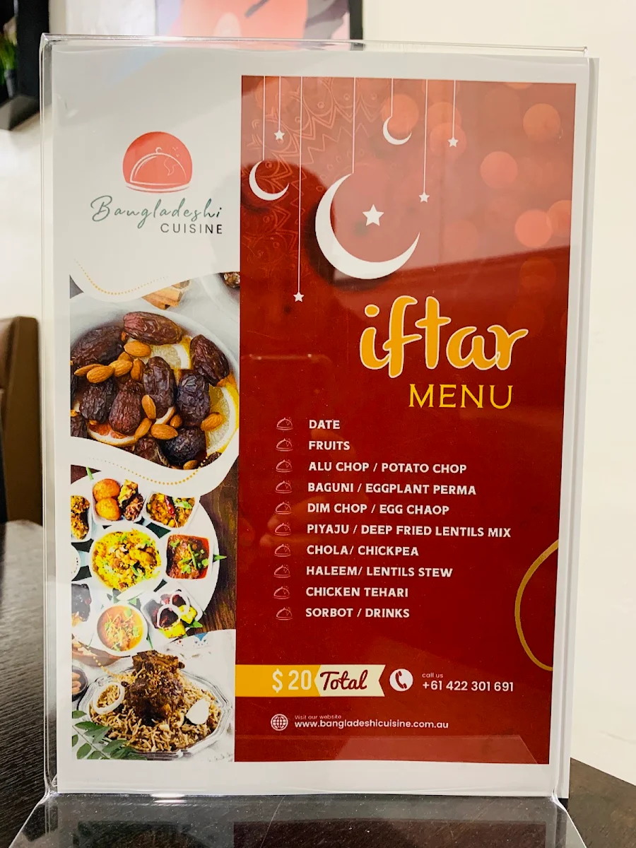 Menu, Bangladeshi Cuisine