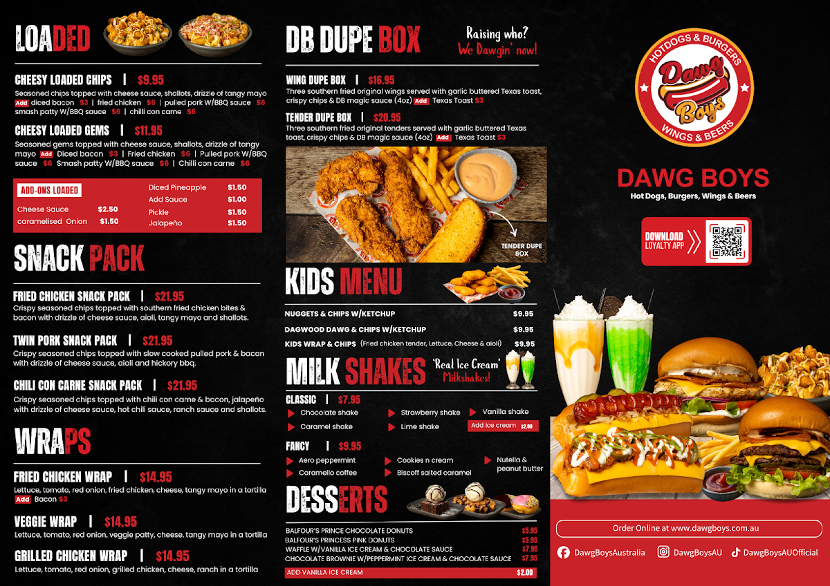 Menu, Dawg Boys Capalaba
