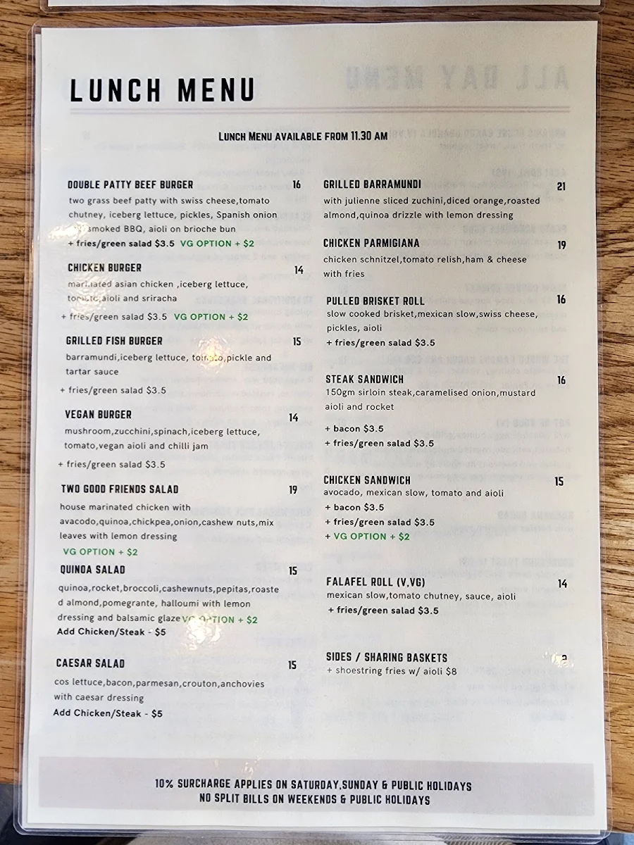 Menu, Basket Brothers