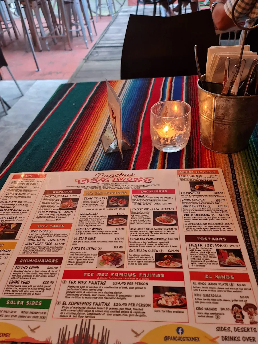 Menu, Hotel Panchos