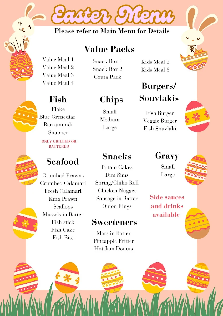 Menu, The Couta Fish and Chips