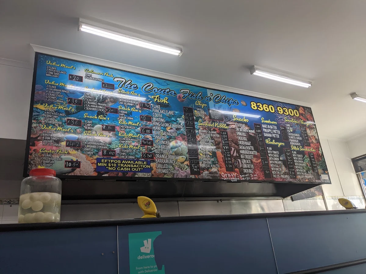 Menu, The Couta Fish and Chips