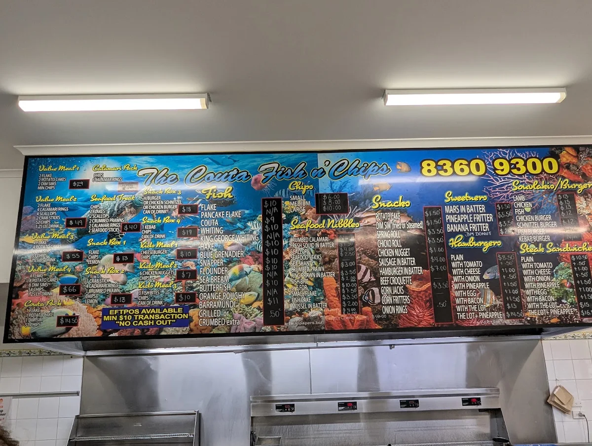 Menu, The Couta Fish and Chips