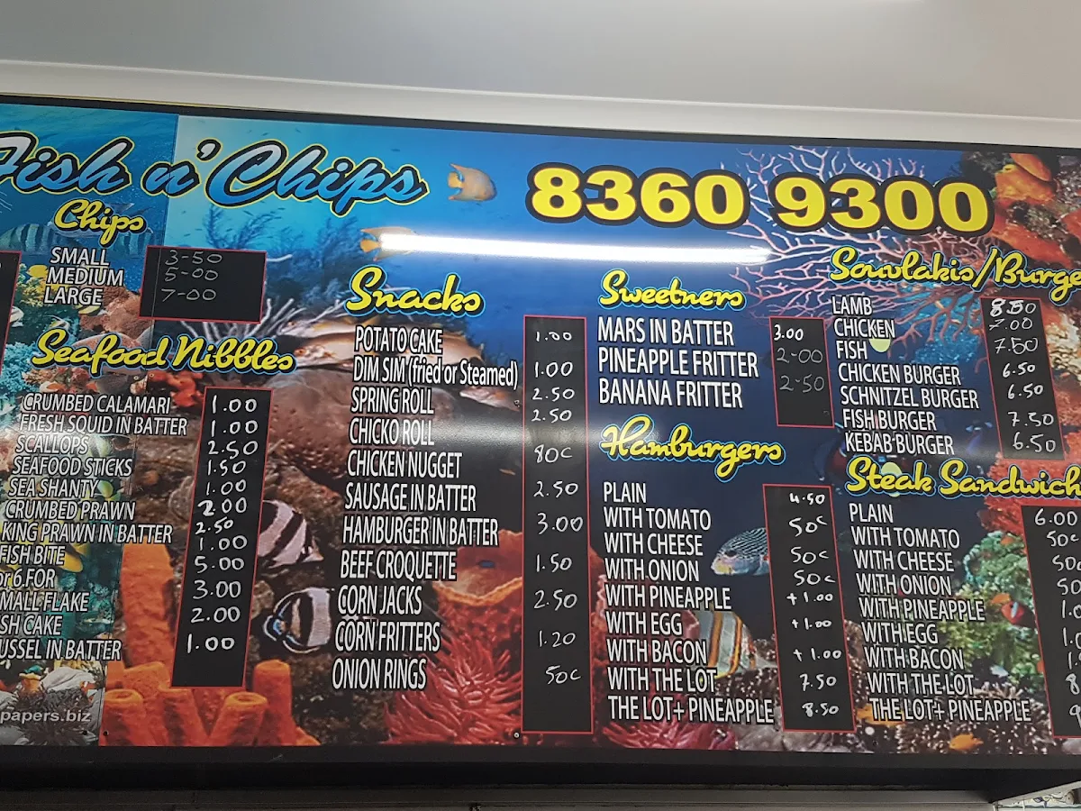 Menu, The Couta Fish and Chips