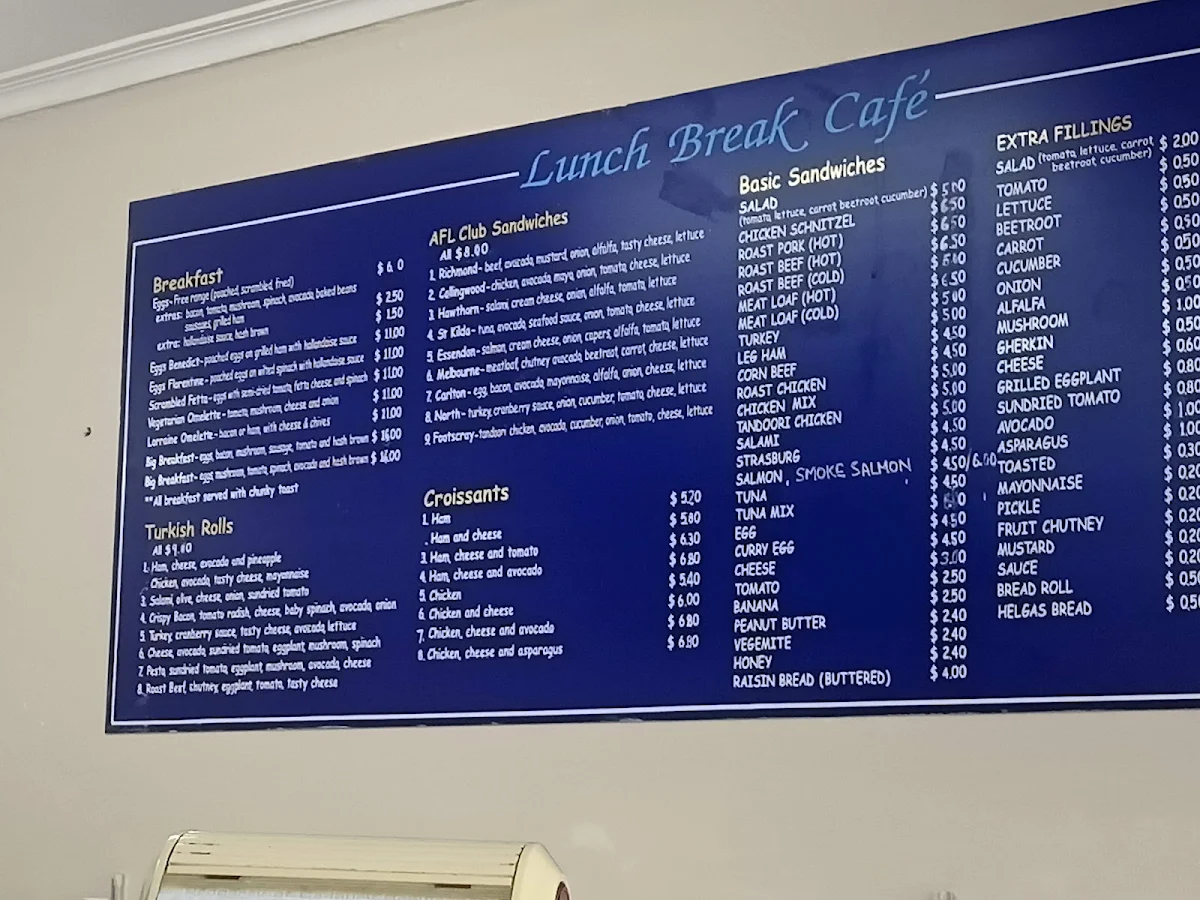 Menu, Lunch Break Deli