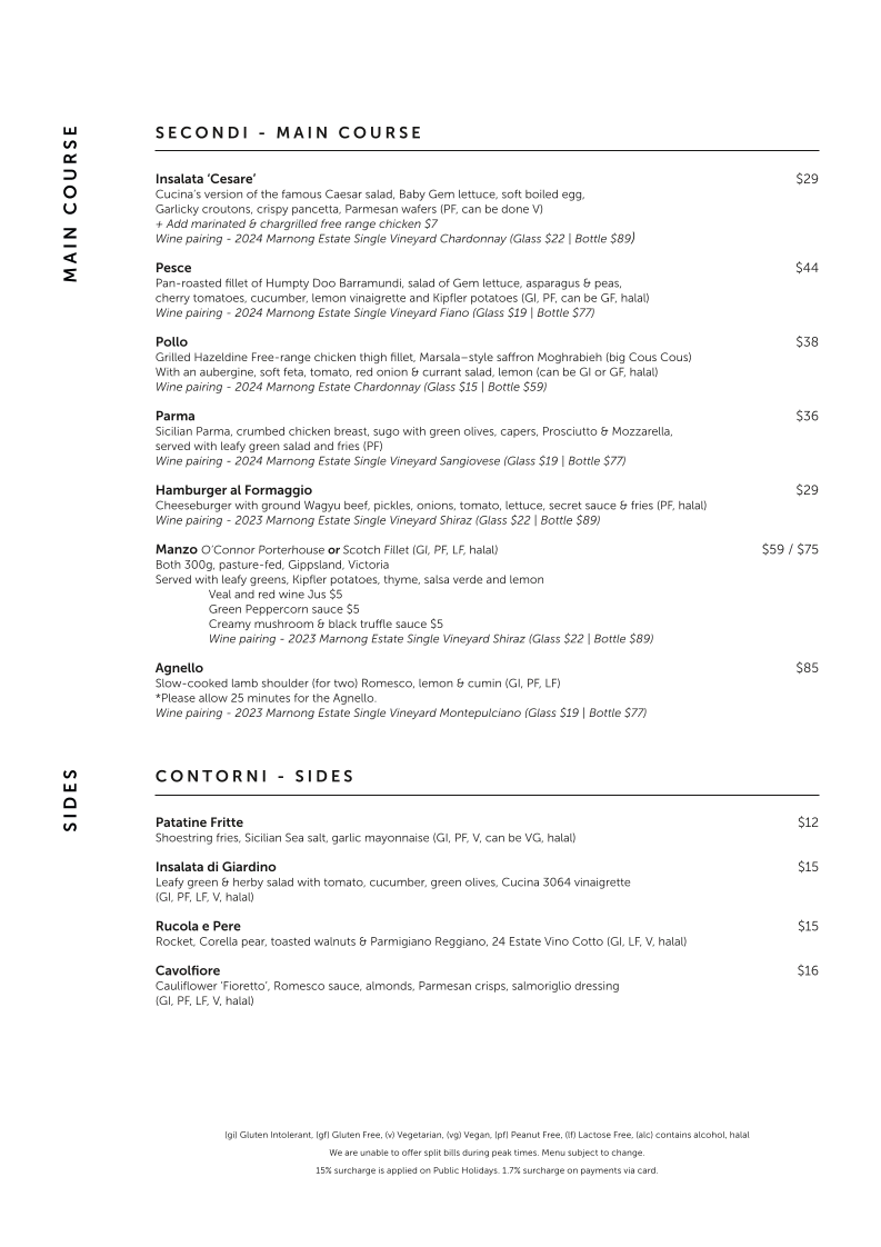 Menu, Cucina 3064