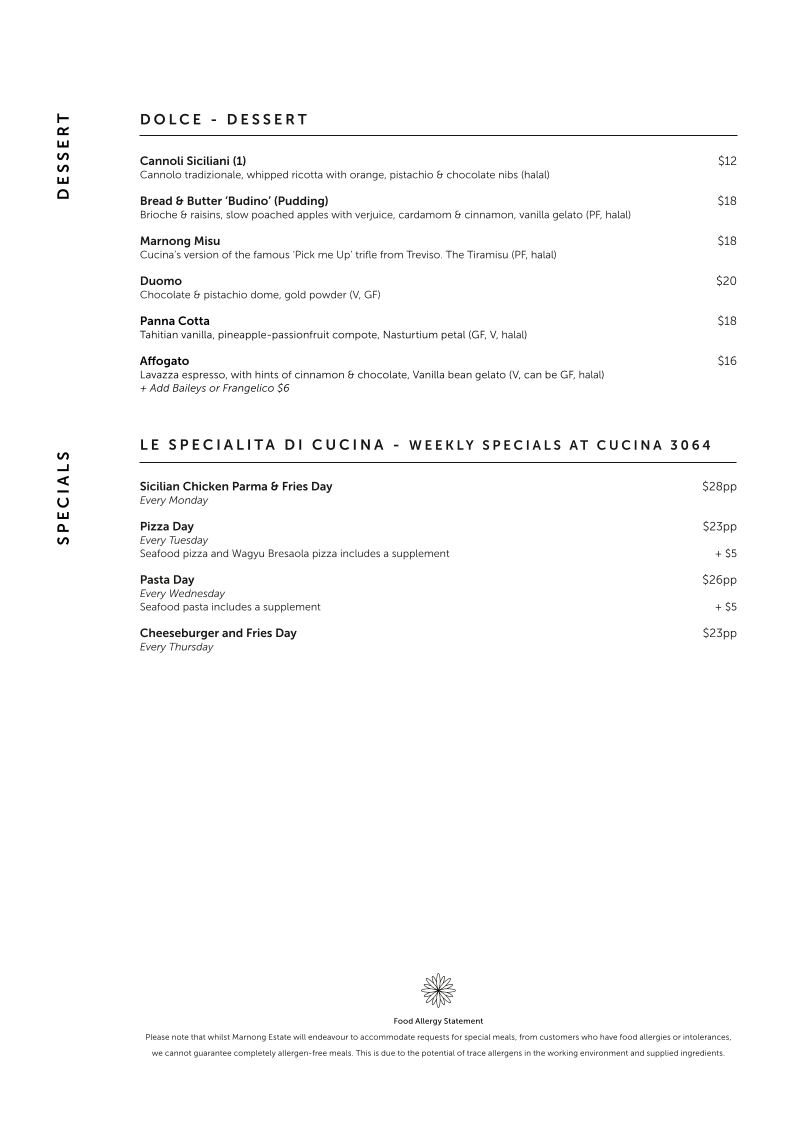 Menu, Cucina 3064