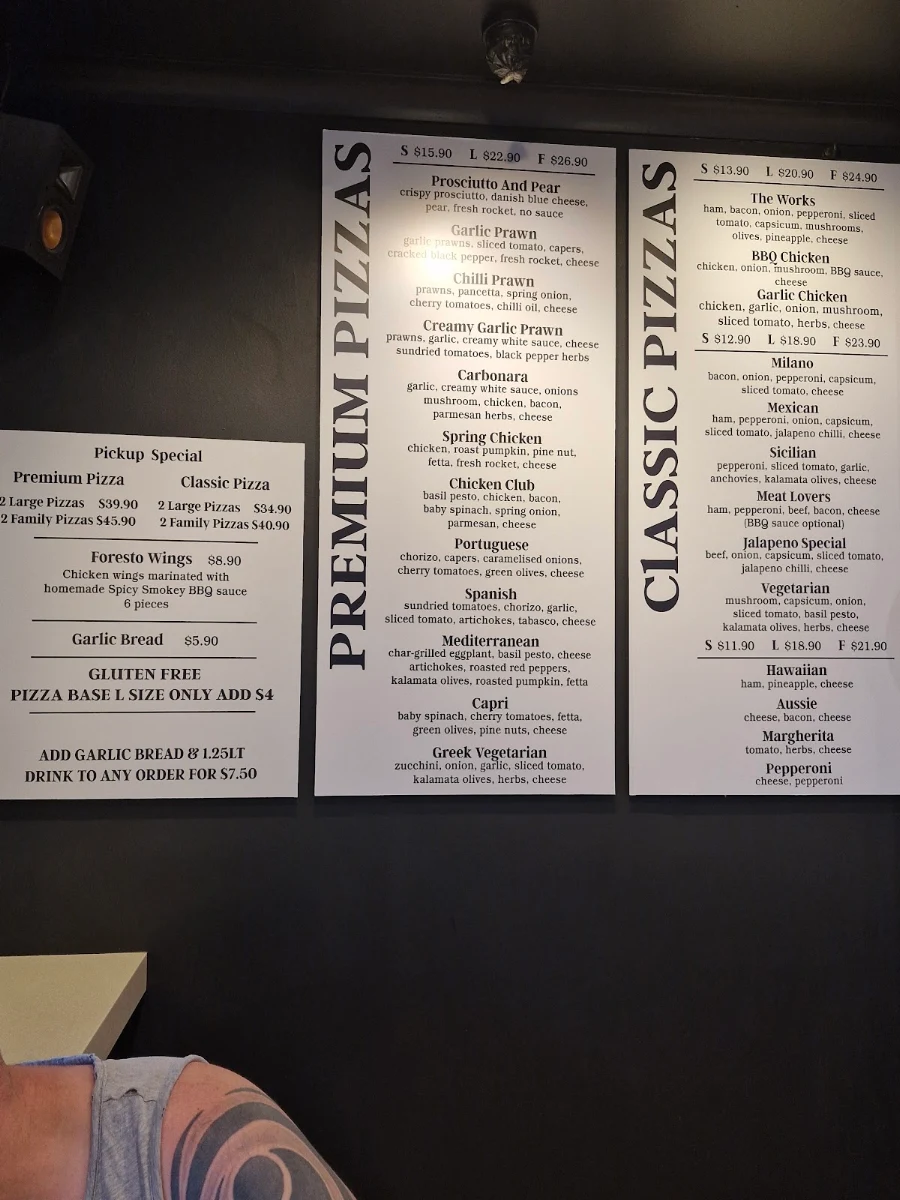 Menu, Foresto Pizza