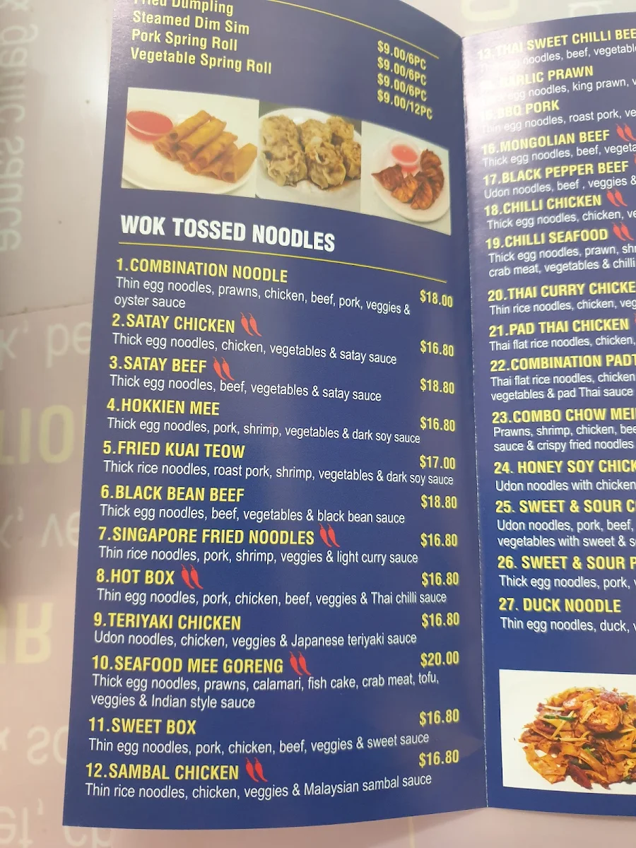 Menu, Flavour Noodle Bar