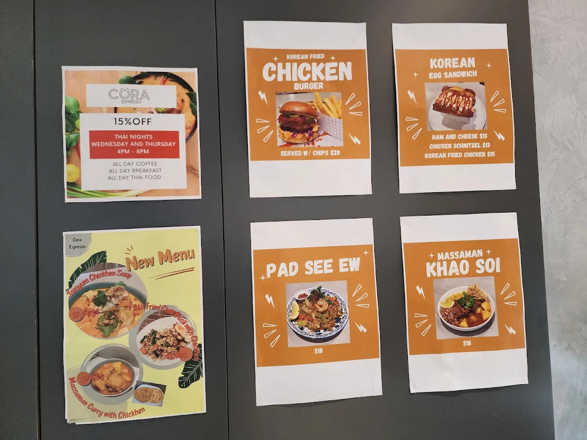 Menu, Cora Espresso