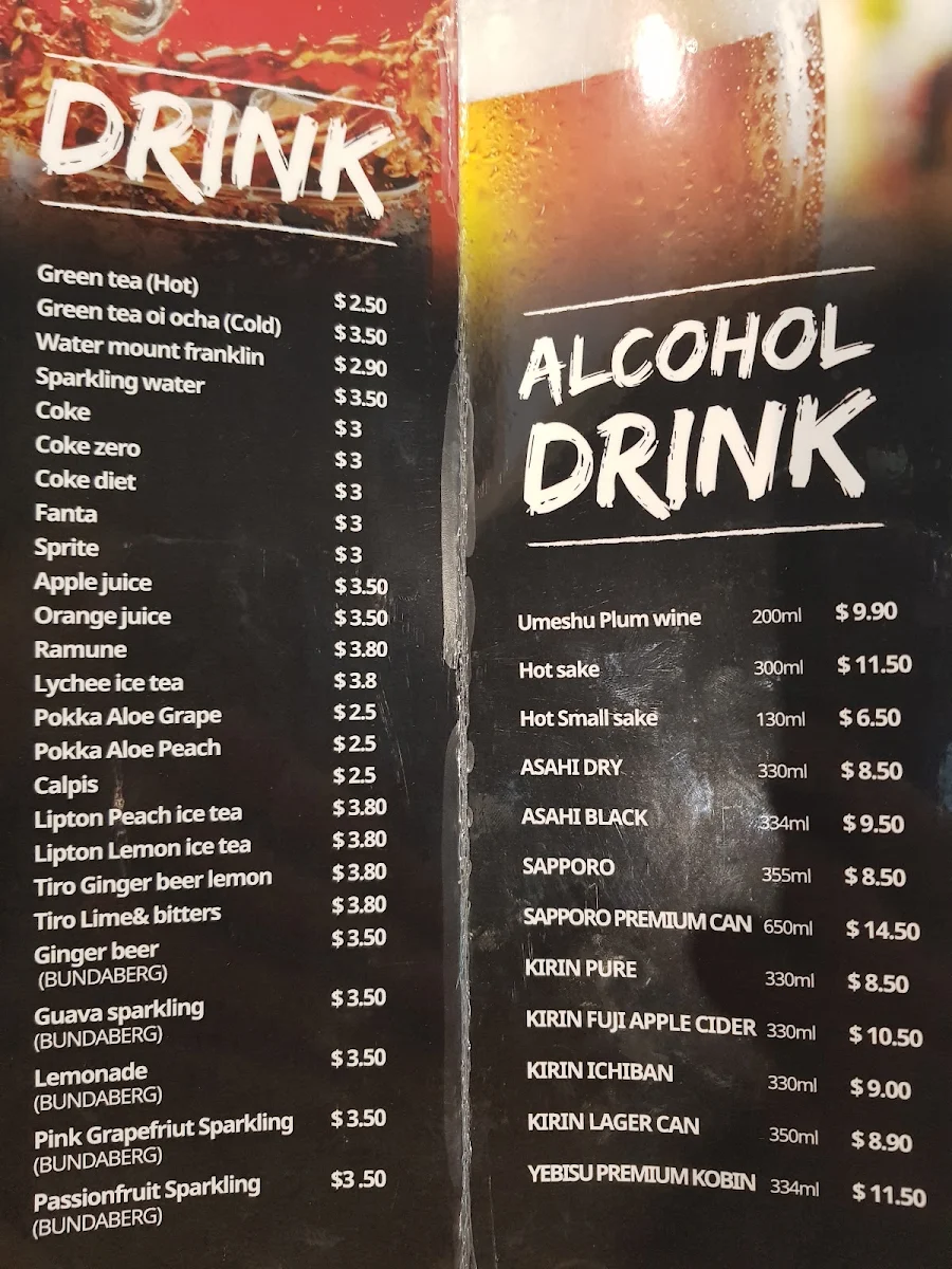 Menu, Mura Conveyor Sushi