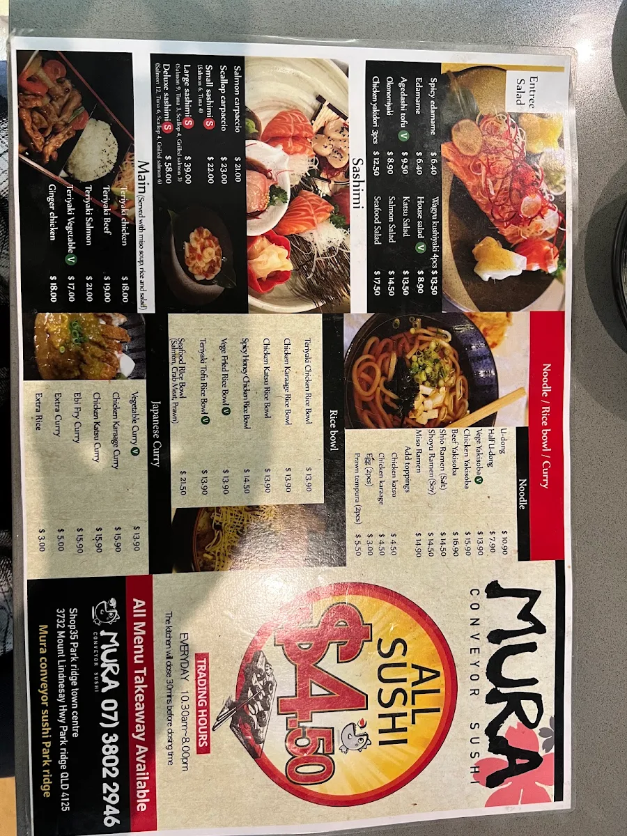 Menu, Mura Conveyor Sushi
