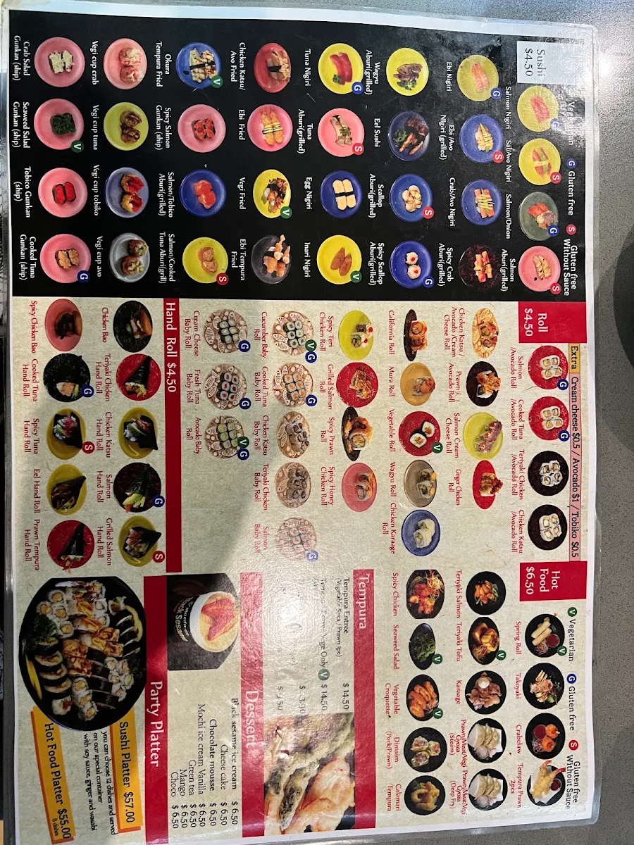 Menu, Mura Conveyor Sushi