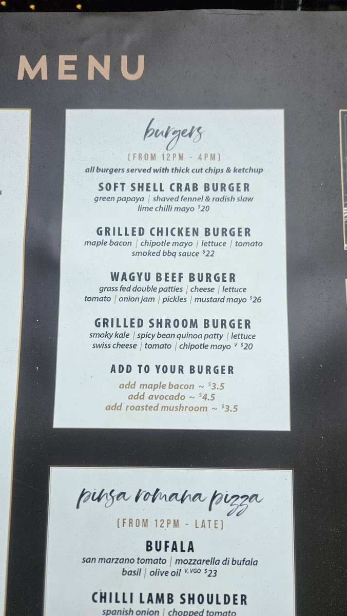 Menu, Left Bank Melbourne Restaurant & Cocktail Bar