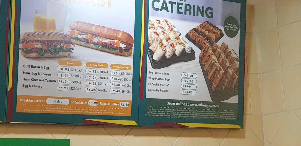 Menu, Subway