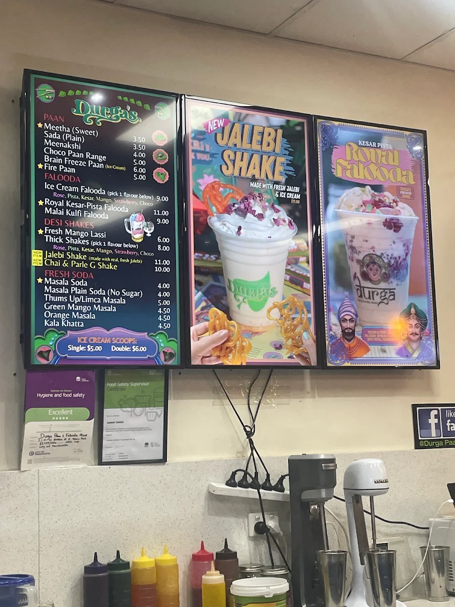 Menu, Durga's Paan & Falooda House