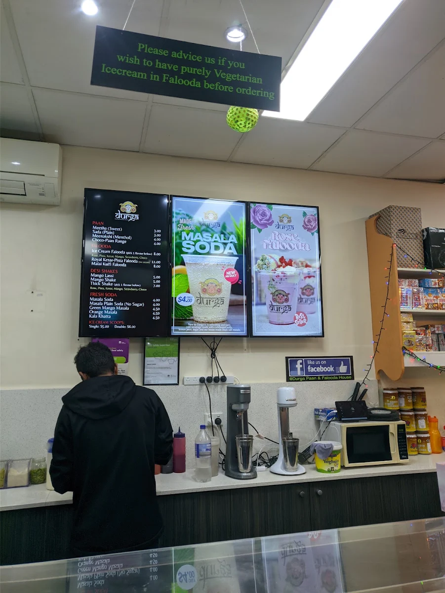 Menu, Durga's Paan & Falooda House