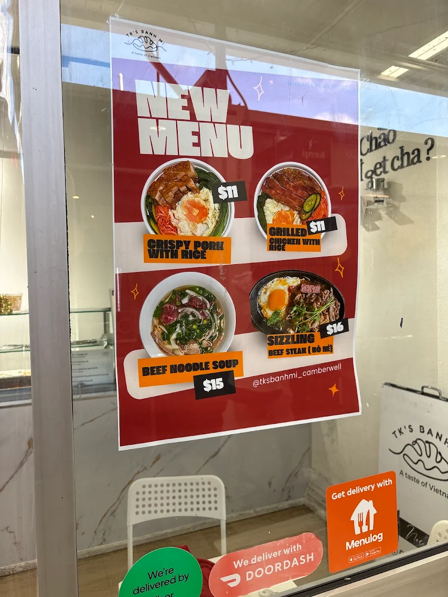 Menu, TK’s Banh Mi