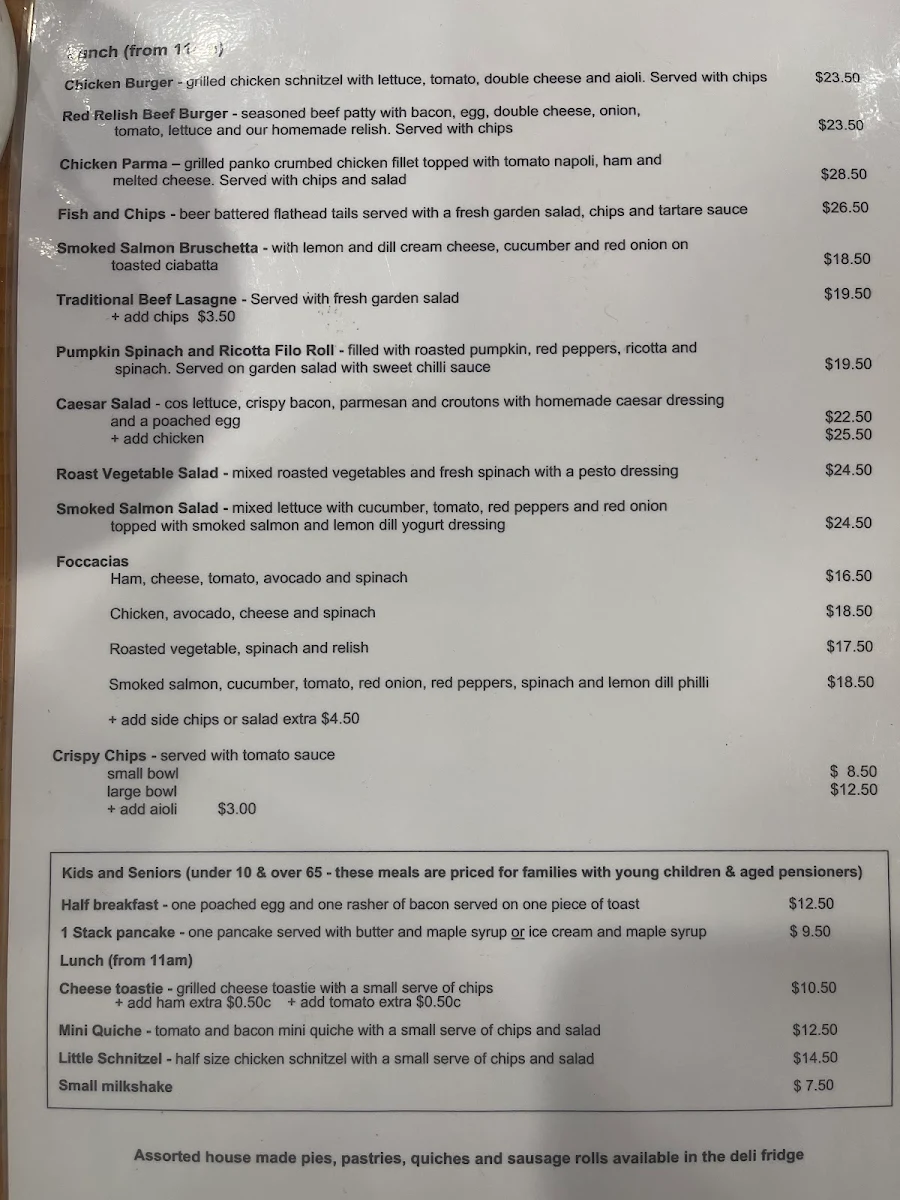 Menu, Red Relish Cafe
