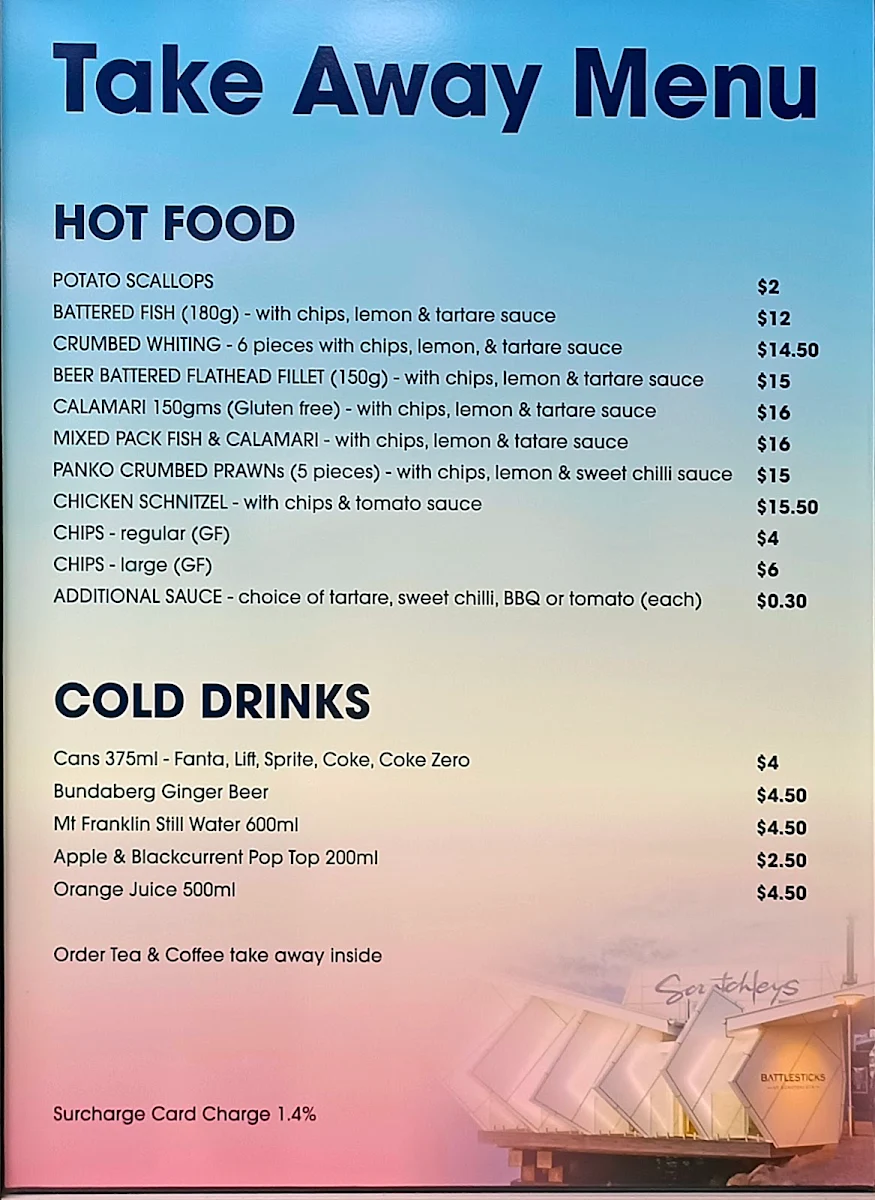 Menu, Scratchleys on the Wharf