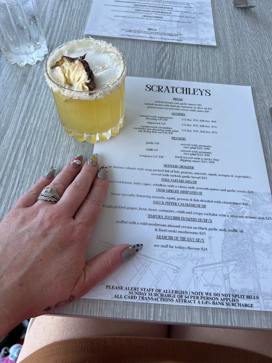 Menu, Scratchleys on the Wharf