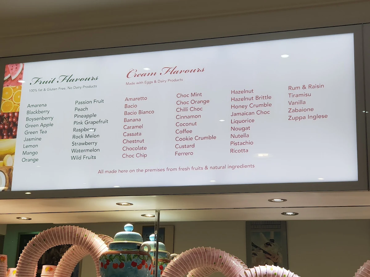 Menu, Casa Del Gelato