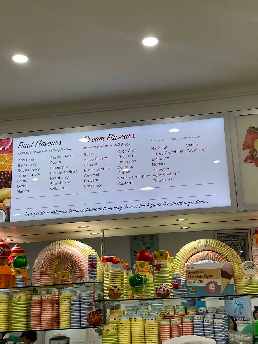 Menu, Casa Del Gelato