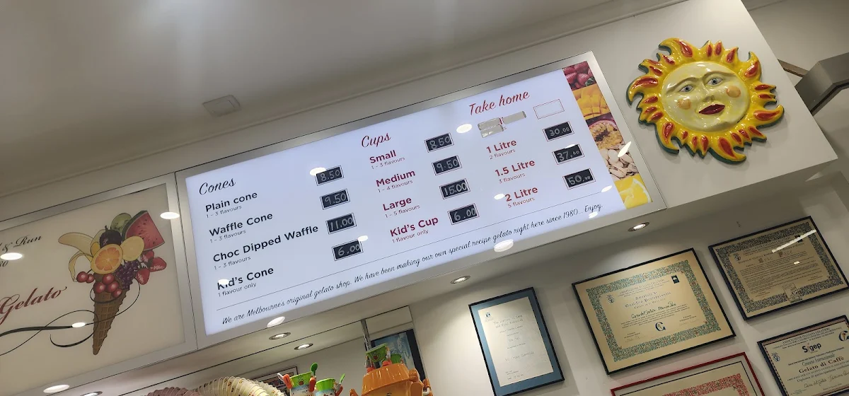 Menu, Casa Del Gelato
