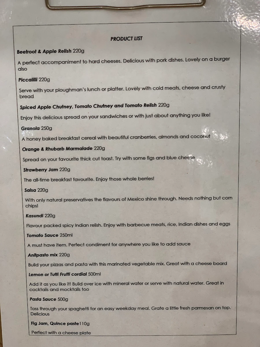 Menu, The Bay Gourmet