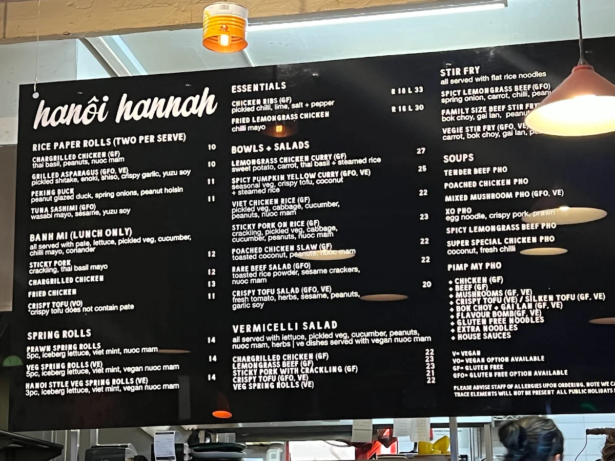 Menu, Hanoi Hannah Windsor