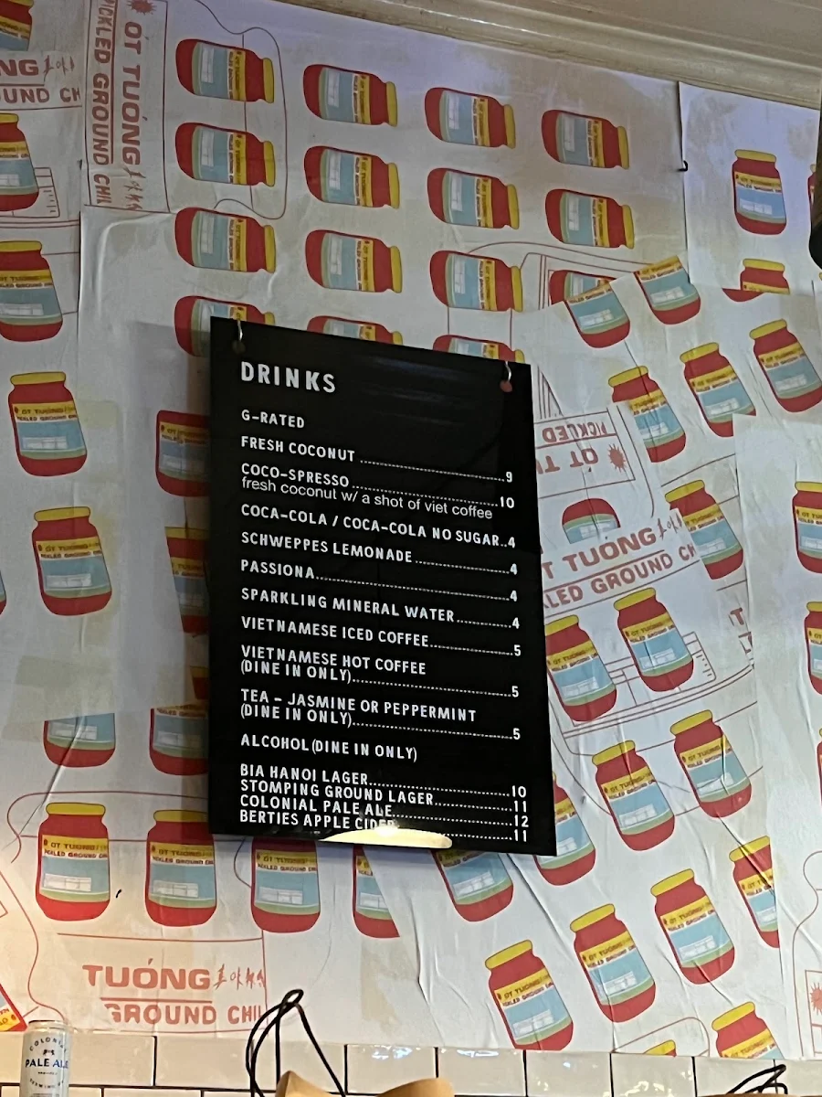 Menu, Hanoi Hannah Windsor
